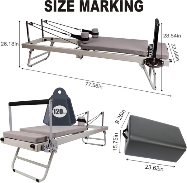 XZLZMYP Pilates Reformer Machine Foldable Pilates Equipment Multifunction Portable Adjustable Reformer Pilates Reformer for Strength Training Exercise for Home Gym Workou - Image 3