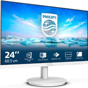 PHILIPS 241V8AW - 24" FHD Monitor with inbuilt Speakers (1920x1080, 75 Hz, VGA, HDMI) White