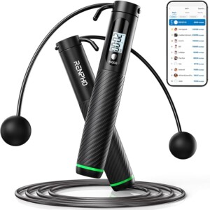 RENPHO Smart Skipping Rope with Counter, Adjustable Jump Ropes for Fitness, Skip Rope with APP Data Analysis, Workout Equipment for Women Men Adult Kids, Burn Calories, Boxing Jumping Rope, Gym, MMA