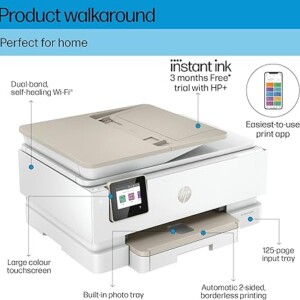 HP ENVY Inspire 7920e All-in-One Wireless Colour Printer | 5 months free Instant Ink limited time only | 35-page Automatic Document Feeder | White