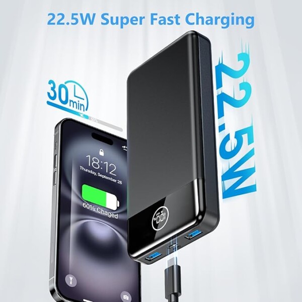 Power Bank Fast Charging 26800mAh, Portable Charger PD22.5W, PD3.0 QC4.0 USB-C/USB-A Output, Phone Battery Pack for iPhone 16 15 14 13 Plus Pro Max Mini, Glaxy - Image 2