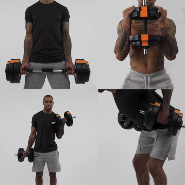 Phoenix Fitness Dumbbells Weight Set - Adjustable 2-in-1 Barbell Set for Exercise, Muscle and Strength Training - Weight: up to 15kg - Image 2
