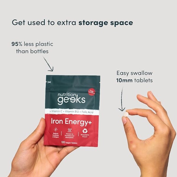 Iron Tablets High Strength - Energy Tablets with Vitamin C, B12 & Folic Acid - 120 Vegan Iron Supplements for Women and Men - 14mg - Enhanced Energy Support & Increased Absorption - UK Made - Image 4