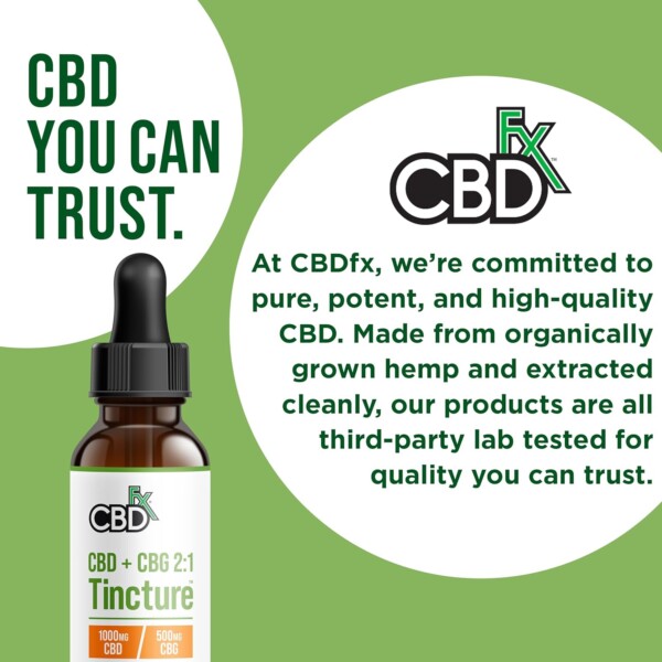 CBDfx 1000mg CBD High Strength CBD Oil, Improved Purity, All Natural, Vegan, Non-GMO, Broad Spectrum, Blended with MCT Oil, No THC, 30ml (30 Days) - Image 6