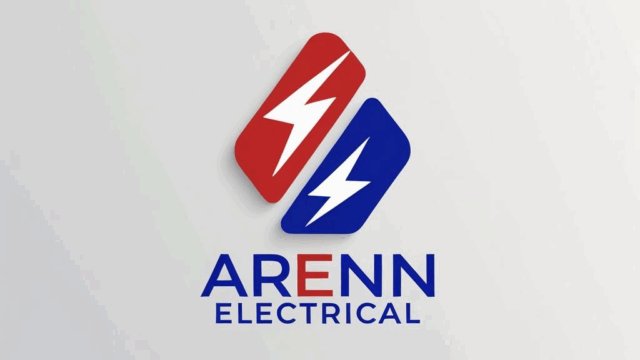 Flat Vector Logo Featuring Lightning and Wire